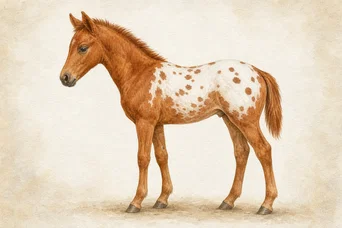 Illustration: Chestnut Anchor · One Leopard Complex copy · With PATN1 · Lower high-white range · At birth horse