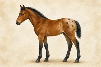 Illustration: Bay · Two Leopard Complex copies · Without PATN1 · Lower range · At birth horse