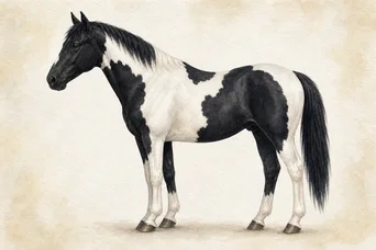 Illustration: Extensive Tobiano · Black horse