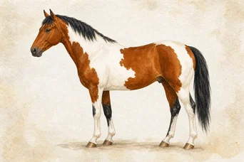 Illustration: Extensive Tobiano · Bay horse