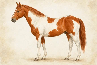 Illustration: Extensive Tobiano · Chestnut horse