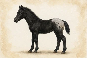 Illustration: Black Anchor · Two Leopard Complex copies · Without PATN1 · Subtle or minimal · At birth horse